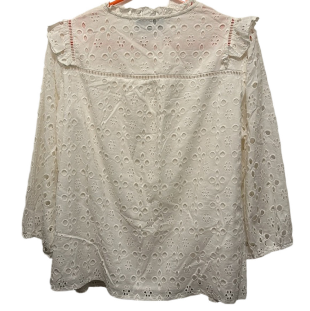100% cotton lined eyelet button blouse - Picture 8 of 9